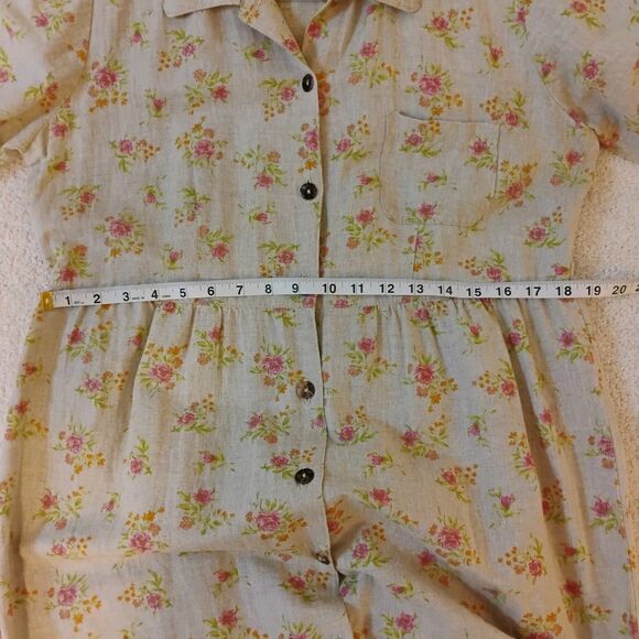 Match Vintage Maxi Dress Linen Blend Little House On The Prairie Cottage Sz 6 - Picture 5 of 8